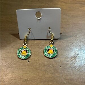 Tropical Green and Gold Earrings